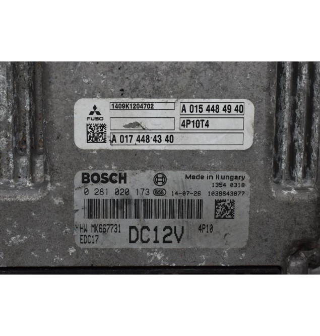 Εγκέφαλος Mitsubishi Canter Fuso 3.0 Bosch Euro6 4P10T1 2010-2017 0281020173 MK667731 A0154484940 EDC17