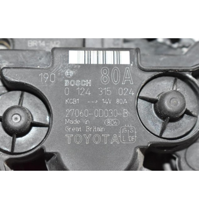 Δυναμό Toyota Avensis / Corolla 1.6 3ZZ 2001-2007 80A BOSCH 0124315024