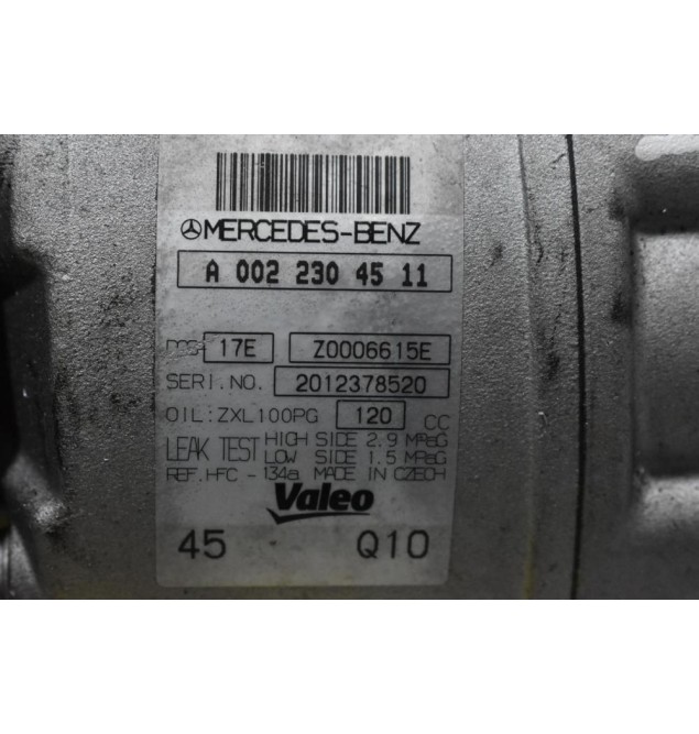 Κομπρεσέρ Aircondition - A/C Mercedes-Benz C 200 / E200 1.8 271820 2010-2016 VALEO A0022304511 Z0006615E
