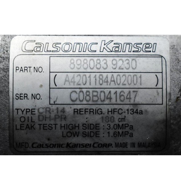 Κομπρεσέρ Aircondition Isuzu D-Max 4JJ1 2002-2012 CALSONIC 8980839230
