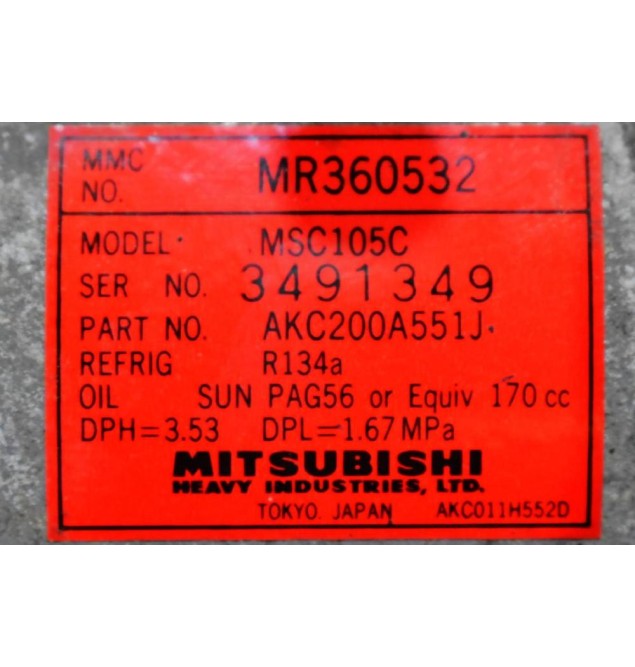 Κομπρεσέρ Aircondition Mitsubishi L200 4D56 K74 1997-2005 MR360532