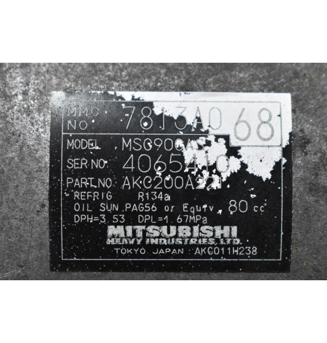 Κομπρεσέρ Aircondition - A/C Mitsubishi Outlander 2.0 BSY / 2.4 4B12 2007-2012 7813A068 MSC90CAS AKC200A221