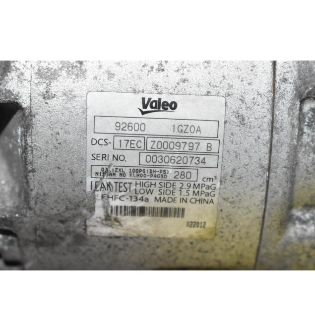 Κομπρεσέρ Aircondition - A/C Nissan Qashqai 2.0 MR20 2007-2012  Z0009797B 926001GZ0A