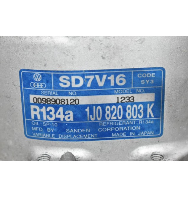 Kομπρεσέρ Aircondition A/C Audi A3 1.8T AGU 2000-2008 1J0820803K (Seat 20VT - Volkswagen 20VT - Skoda 20VT)