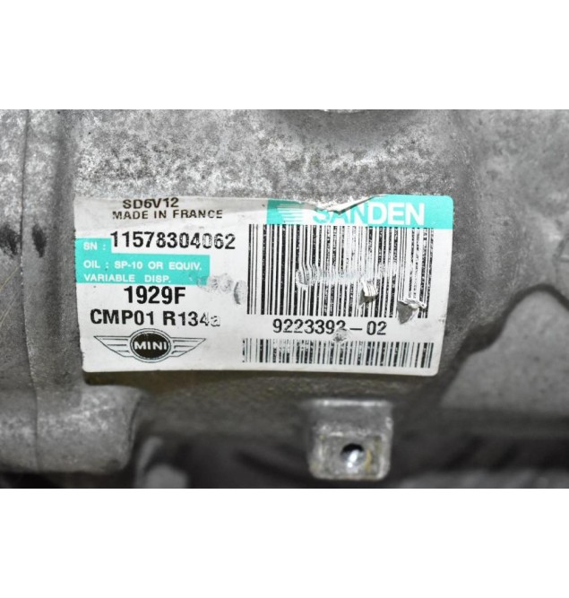 Κομπρεσέρ Aircondition Mini Cooper R56 1.6 N16B16A 2010-2013 SANDEN 9223392-02 11578304062 ( σπασμενη φυσα )