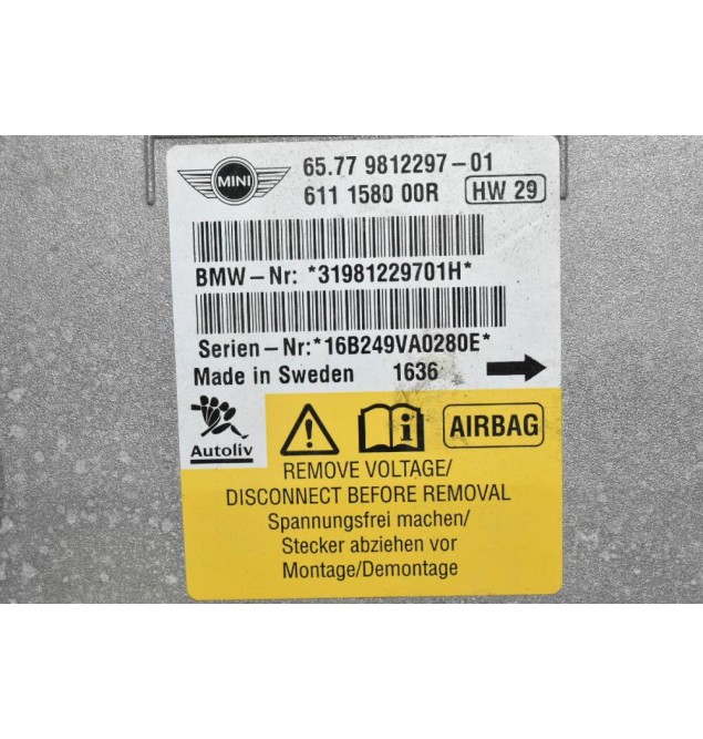 Εγκέφαλος Αερόσακων Mini Cooper S R55 R56 2007-2018 9812297-01