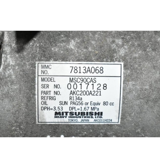 Κομπρεσέρ Aircondition - A/C Mitsubishi Outlander 2.0 BSY / 2.4 4B12 2007-2012 7813A068 MSC90CAS AKC200A221