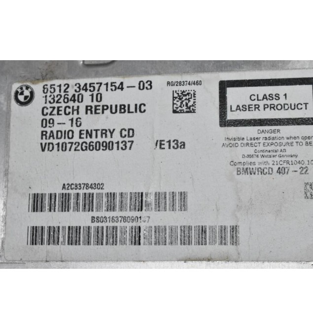 Υποδοχή CD Mini Cooper S 2010-2020 65123457154-02 13264010 (Ραδιο CD)