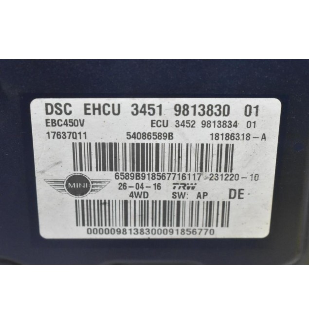 Μονάδα ABS Mini Cooper - Countryman 2010-2018 3451 9813830-01 3452 9813834-01