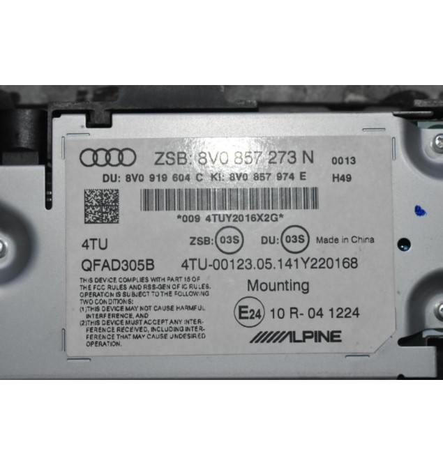 Οθόνη Audi S3 - A3 - RS3 2013-2022 8V0857273N (Γνήσια) (Alpine)