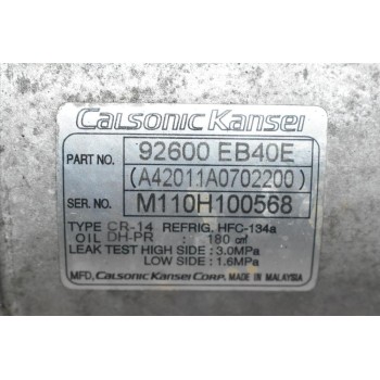 Κομπρεσέρ Aircondition Nissan Navara D40 2.5cc YD25 2005-2010 92600-EB40E