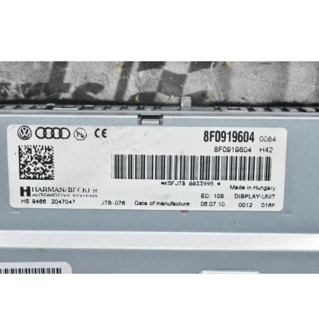 Οθόνη Εργαστασιακή Audi A4 - S4 B8 2008-2015 8T0919604 (Γνήσια) (A5 - A6 - Q5)