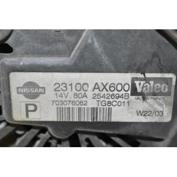 Δυναμό Nissan Micra - Note CR12 / CR14 80A 2003-2010 23100AX600 2542694B