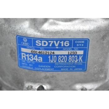 Κομπρεσέρ Aircondition A/C Volkswagen Golf 4 1.8 20vt BAM AUQ 1998-2005 1J0820803K (Seat Leon Ibiza Toledo / Skoda Octavia / Audi A3 S3) (Μικρό Σπάσιμο Στην Φίσα)