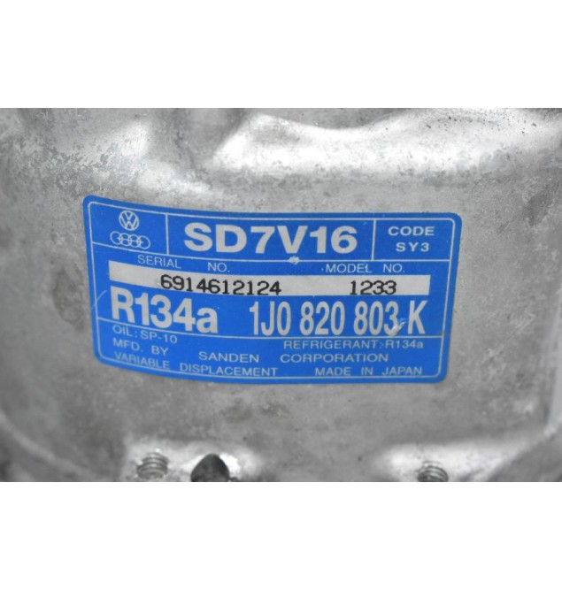 Κομπρεσέρ Aircondition A/C Volkswagen Golf 4 1.8 20vt BAM AUQ 1998-2005 1J0820803K (Seat Leon Ibiza Toledo / Skoda Octavia / Audi A3 S3) (Μικρό Σπάσιμο Στην Φίσα)