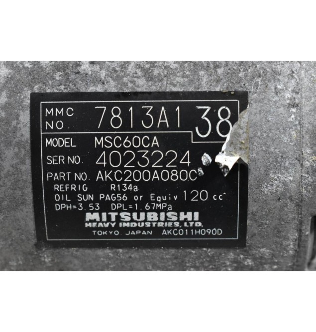 Κομπρεσέρ Aircondition A/C Mitsubishi Colt 1.3 1.1 1.5 4A90 2004-2012 7813A138 MSC60CA AKC200A080C