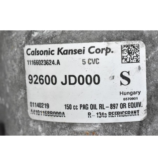 Κομπρεσέρ Aircondition - A/C Κλιματισμός Nissan Note / Tiida / Qashqai HR16 2005-2015 CALSONIC 92600-JD000 01140219 (Dacia Duster)