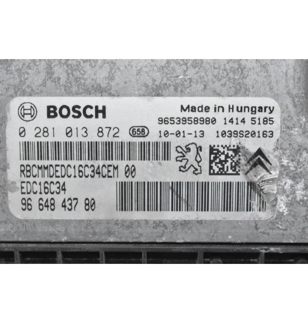 Εγκέφαλος Citroen Berlingo - Pegeuot Partner 1.6 HDI 9H03 2015-2018 0281013872 9664843780 1039S20163 9653958980