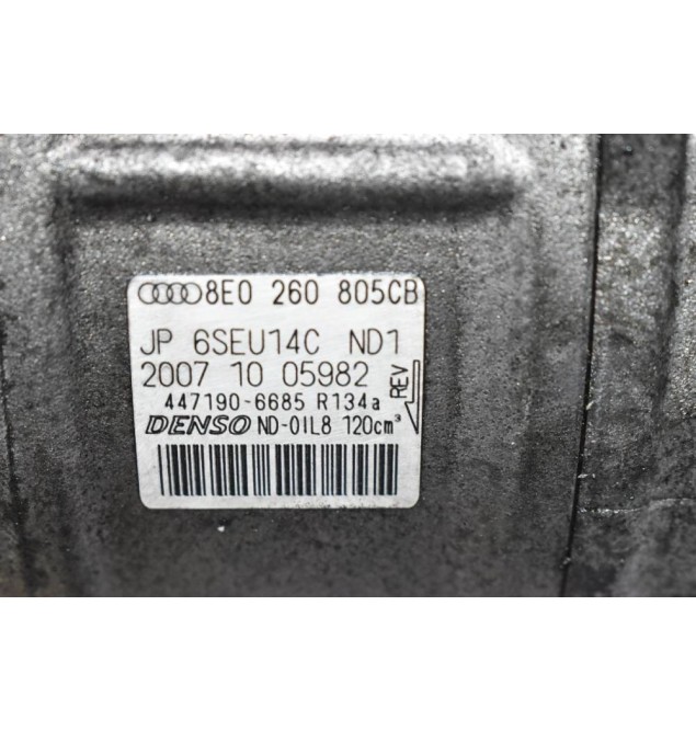 Κομπρεσέρ Aircondition - A/C Audi A4 1.8T BFB 2001-2007 DENSO 8E0260805CB 447190-6685 (Volkswagen Passat - Golf) (Μικρο Σπάσιμο Στην Τροχαλια)