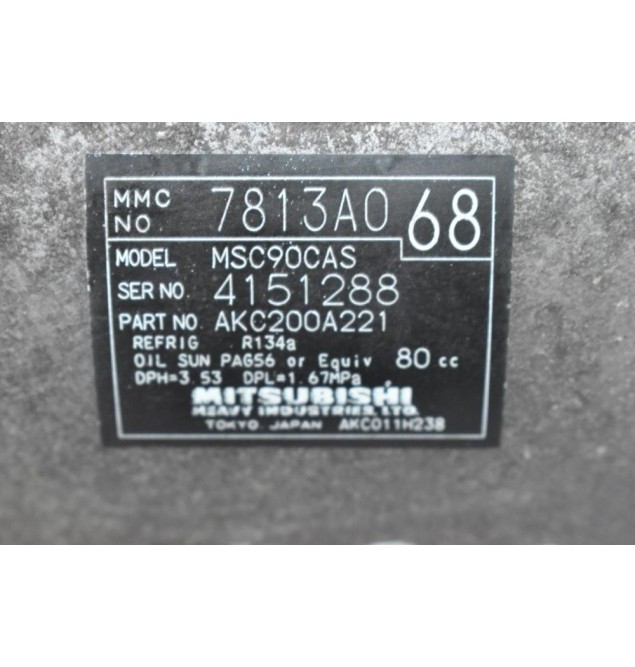 Κομπρεσέρ Aircondition - A/C Mitsubishi Outlander 2.0 BSY / 2.4 4B12 2007-2012 7813A068 MSC90CAS AKC200A221