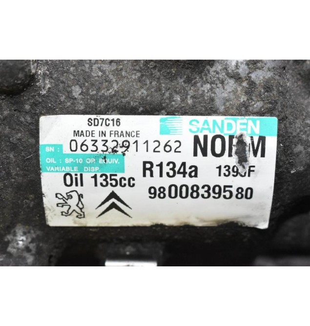 Κομπρεσέρ Aircondition A/C Citroen C4 / Peugeot 308 1.6 HDI 9HR 9H05 HDI 2011-2015 9800839580