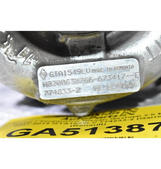 Turbo / Τουρμπίνα Nissan Qashqai - X-Trail 2.0 M9R 2007-2014 774833-2 GTA1549LV (Renault Koleos)