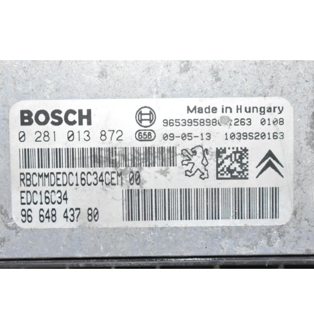 Εγκέφαλος Citroen Berlingo - Pegeuot Partner 1.6 HDI 9H03 2015-2018 0281013872 9664843780 1039S20163 9653958980