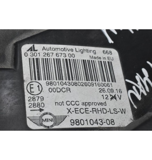 Φανάρι Εμπρός Αριστερά Mini Countryman 2010-2020 030126767300 9801043-08 7356250 130732946115 1307030580 (Γνήσιο) (Με Μπέκ Νερού Καθαρισμού) (Πιτσιλίθρες)