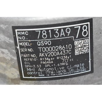 Κομπρεσέρ Aircondition A/C Mitsubishi Outlander / ASX 2.4 4J12 2012-2017 (Γνήσια) 7813A978 AKV200A437C