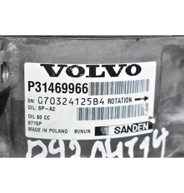 Κομπρεσέρ Aircondition - A/C Volvo V40 S60 V60 V70 XC60 S80 S90 V90 XC70 XC90 D4204T14 2012-2020 31469966 B4164T (Ford)