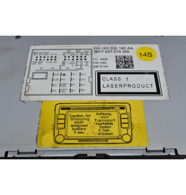 Οθόνη Volkswagen Golf 6 / Tiguan / Touran 2008-2013 1K0035182AA (Γνήσια)