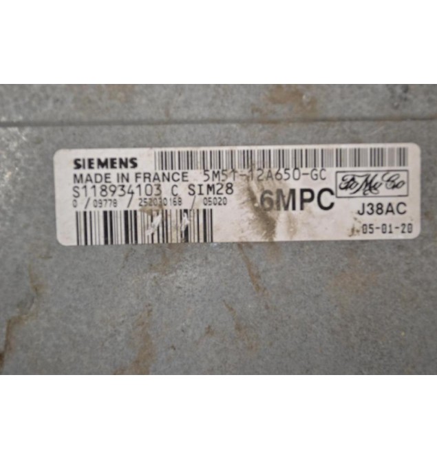 Εγκέφαλος Ford Focus 2004-2012 SIEMENS S118934103C SIM28 5M5T12A650GC J38AC