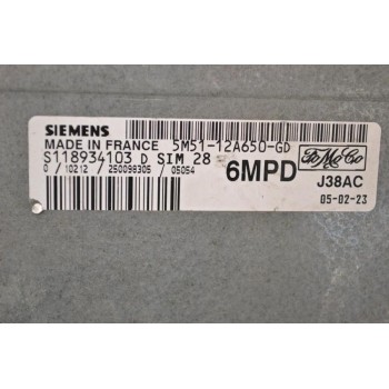 Εγκέφαλος Ford Focus 2003-2012 SIEMENS S118934103D SIM28 5M51-12A650-GD