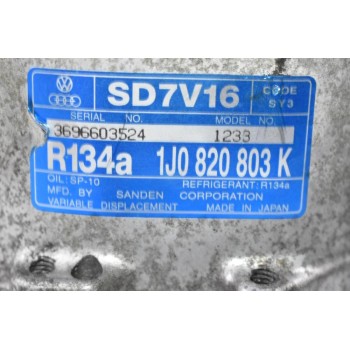 Kομπρεσέρ Aircondition A/C Volkswagen Golf 4 Bora Beetle Jetta 1.8T 20VT 1996-2008 1J0820803K (1.9 TDI) (Seat Leon Ibiza Toledo Cordoba Skoda Octavia Audi A3 TT S3) (AGU AUM APP BAM AUQ AGR ASV ALH)