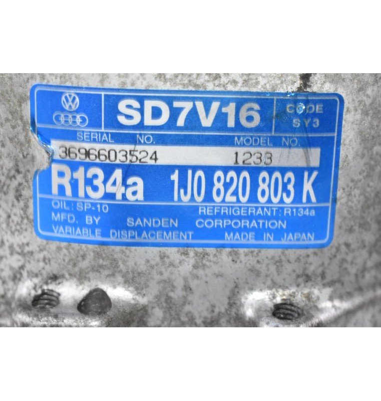 Kομπρεσέρ Aircondition A/C Volkswagen Golf 4 Bora Beetle Jetta 1.8T 20VT 1996-2008 1J0820803K (1.9 TDI) (Seat Leon Ibiza Toledo Cordoba Skoda Octavia Audi A3 TT S3) (AGU AUM APP BAM AUQ AGR ASV ALH)