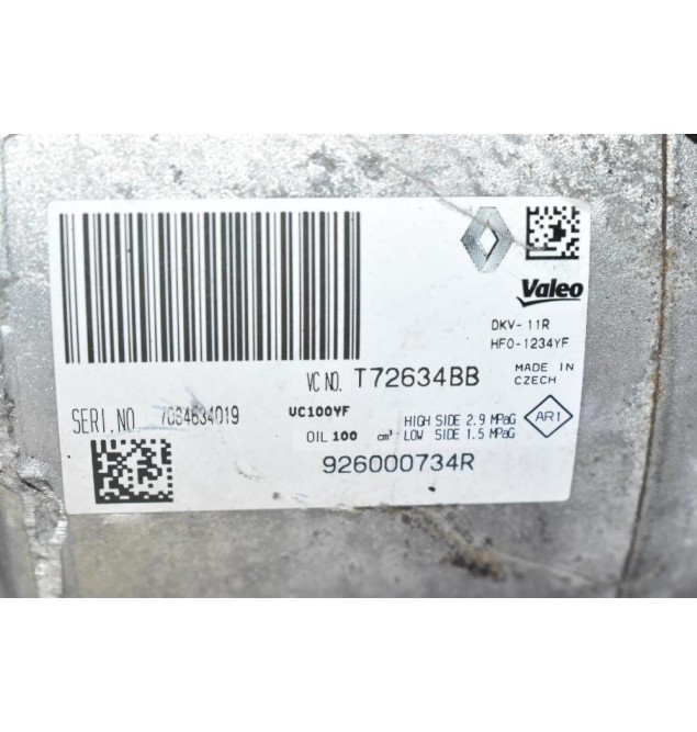 Κομπρεσέρ Aircondition - A/C Renault Clio / Captur / Twingoo H4BB H5F H4B 2013-2019 926000734R (Nissan Micra / Dacia Sandero Dokker logan Lodgy)