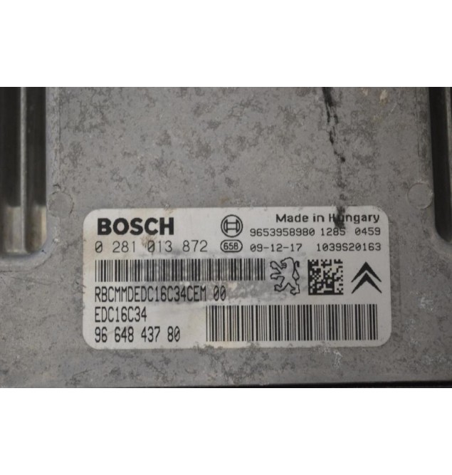 Εγκέφαλος Citroen Berlingo - Pegeuot Partner 1.6 HDI 9H03 2015-2018 0281013872 9664843780 1039S20163 9653958980