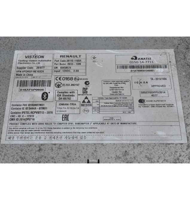 Ράδιο / Bluetooth / MP3 Renault Trafic 2010-2022 281151185R 93458574 (Opel Vivaro)