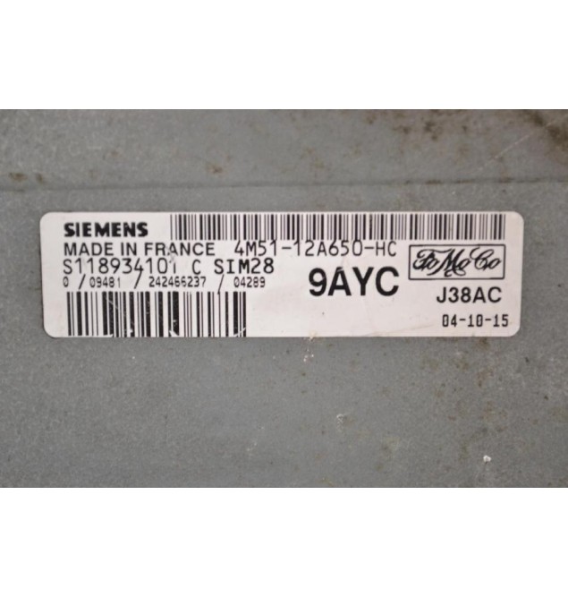 Εγκέφαλος Ford C-Max 2003-2010 SIEMENS 4M51-12A650-HC 4M5112A650HC 9AYC S118934101 SIM28