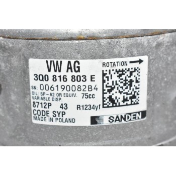 Κομπρεσέρ Aircondition A/C Volkswagen Golf Polo T-Cross Taos 1.0Tsi DKR 110A 2015-2024 (Γνήσιος) 3Q0816803E (Audi A1 Q2 / Skoda Fabia Octavia / Seat Ibiza leon) CHZB CZEA CZCA