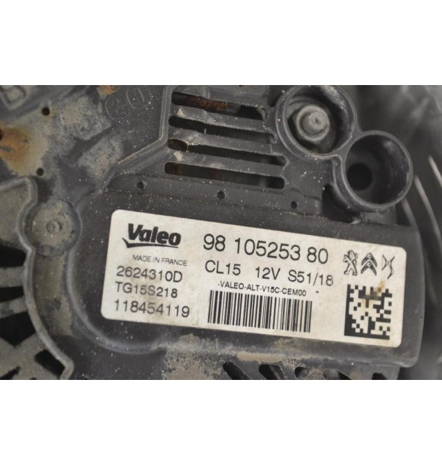 Δυναμό Peugeot 208 2015-2019 VALEO 9810525380 2624310D TG15S218