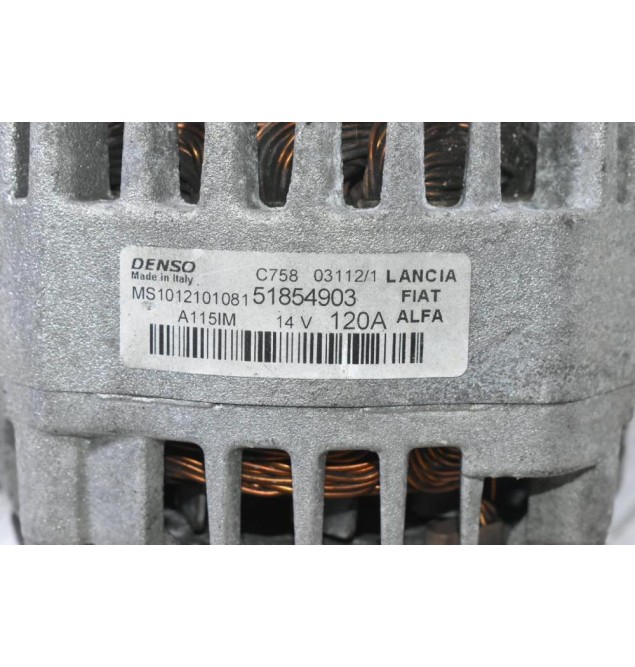 Δυναμό Alfa Romeo Mito / Giulietta 1.4 Turbo MultiAir 120A 955A7000 2009-2014 MS1012101081 51854903 (Fiat Doblo Tipo 500 Bravo Grande Punto / Lancia Delta)
