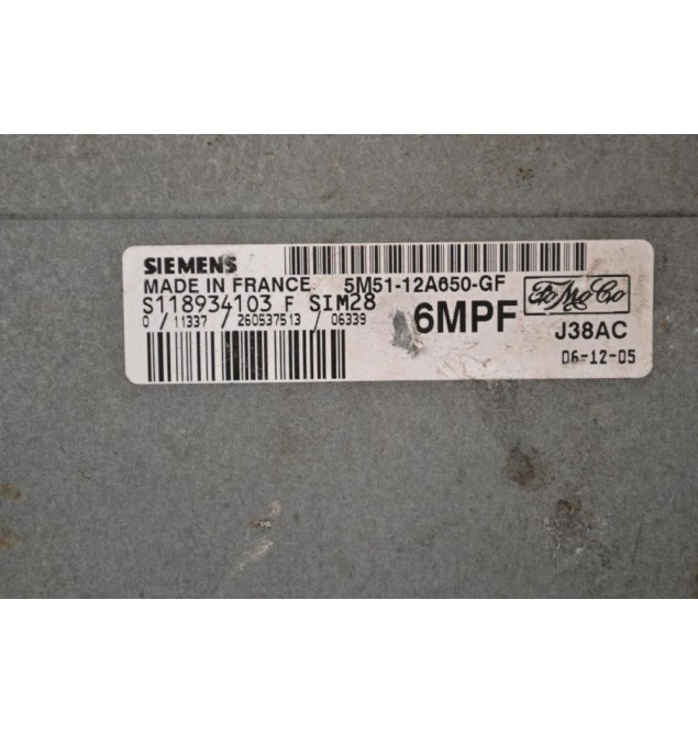 Εγκέφαλος Ford Focus 2003-2012 SIEMENS S118934103 F SIM28 5M51-12A650-GF