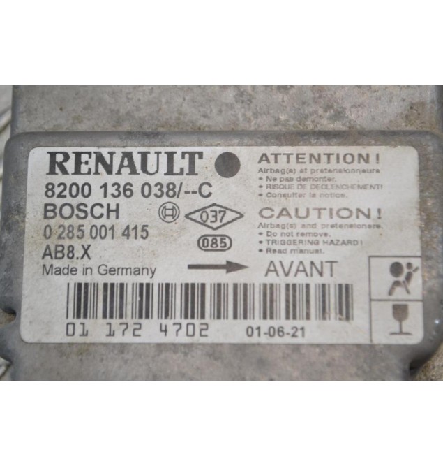 Εγκέφαλος Αερόσακων Renault Clio 2001-2005 8200136038 0285001415