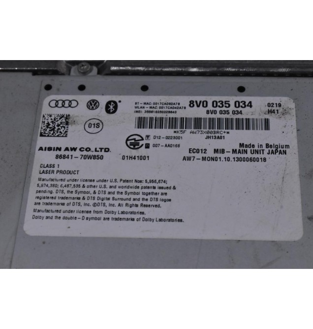 Κεντρική Μονάδα Συστήματος Πλοήγησης GPS Audi A3 2012-2020 8V0035034 (MMI / MIB) (Central Computer) (Γνήσιο)