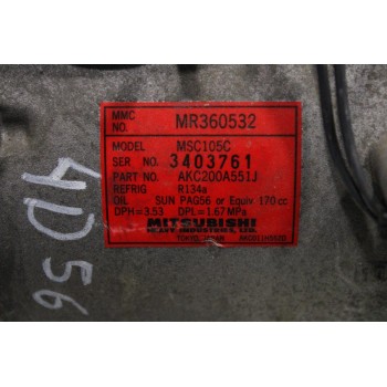 Κομπρεσέρ Aircondition-A/C Mitsubishi L200 Pajero 4D56 K74 1997-2005 MR360532 AKC200A551J