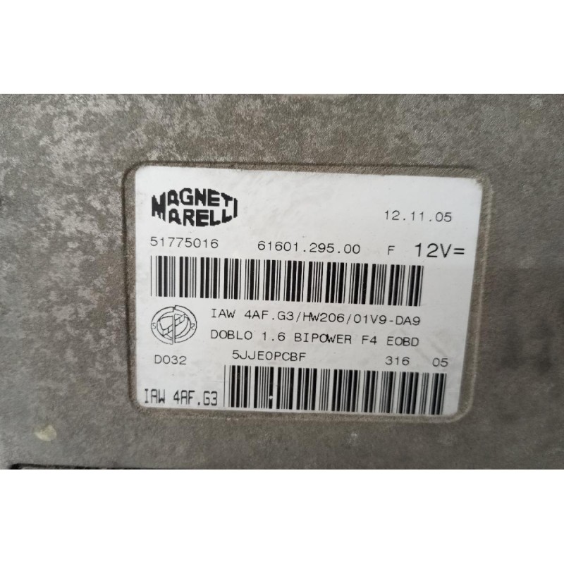 Μοναδα Ελεγχου Κινητηρα Fiat Doblo 1600cc 2001-2005 51775016 (Φυσικο Αεριο)