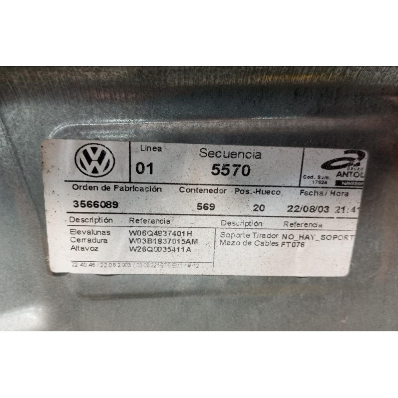 Γρύλλος - Μηχανισμός Παραθύρου Χωρις Μοτερ Εμπρος Αριστερα Volkswagen Polo 6N 5 Θυρο 1994-1999 6Q4837401