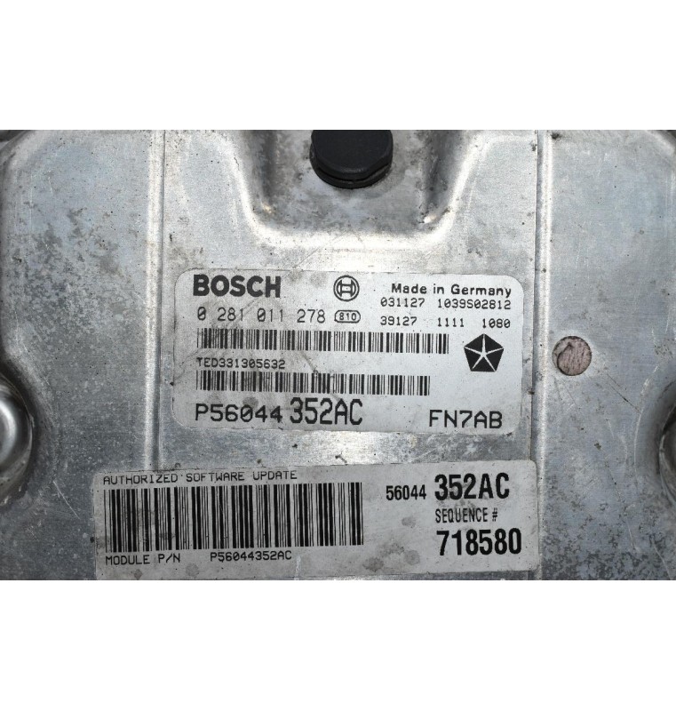 Εγκέφαλος Jeep Cherokee 2.5 CRD 4X4 VM52C 2002-2008 BOSCH P56044352AC 0281011278