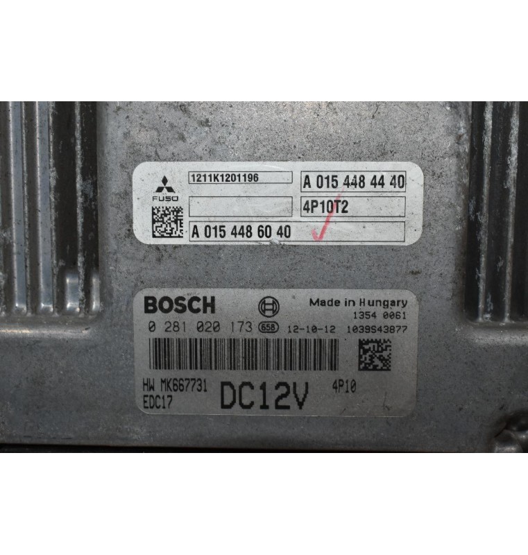 Εγκέφαλος Mitsubishi Canter Fuso 3.0cc Bosch Euro6 4P10T2 2010-2017 0281020173 MK667731 A0154486040 EDC17 (HYBRID)